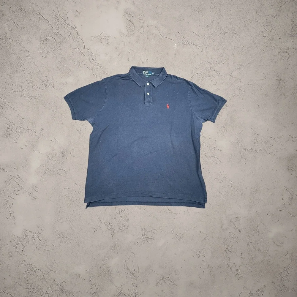 Polo Ralph Lauren Mens XXL Navy Blue‎ Short Sleeve Polo Shirt Vintage 90s Y2K